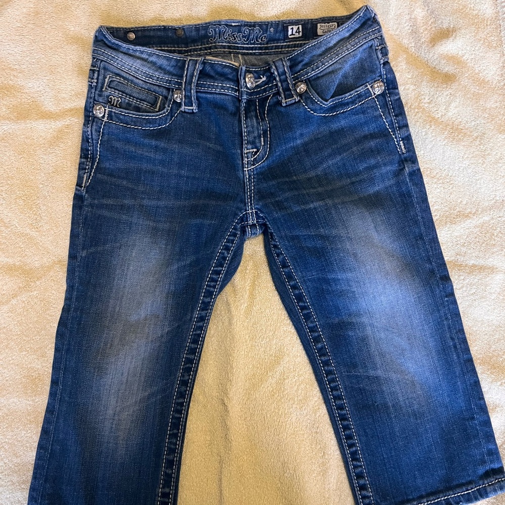 Miss Me Girls Dark Blue Denim capri